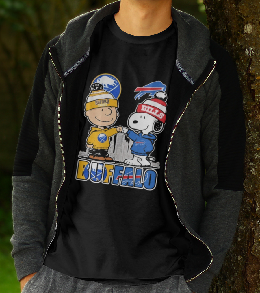 Buffalo Peanuts Fist Bump Sabres Bills Collaboration T-Shirt