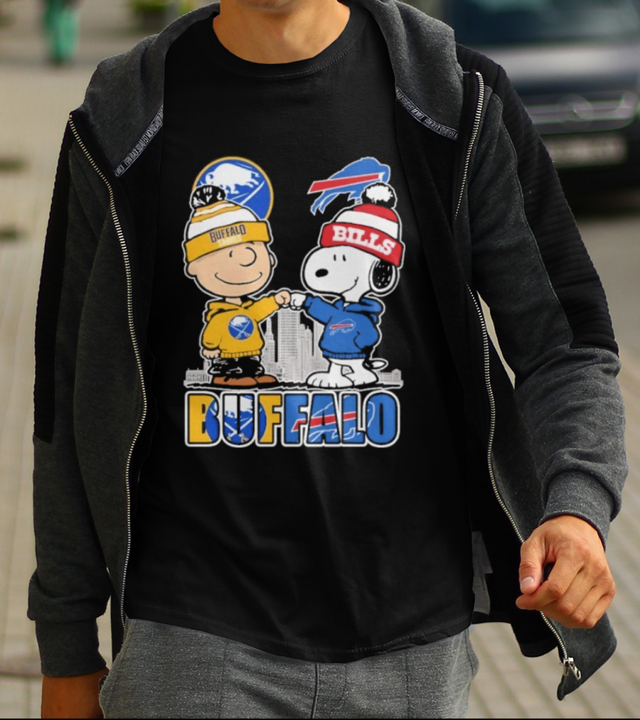 Buffalo Peanuts Fist Bump Sabres Bills Collaboration T-Shirt