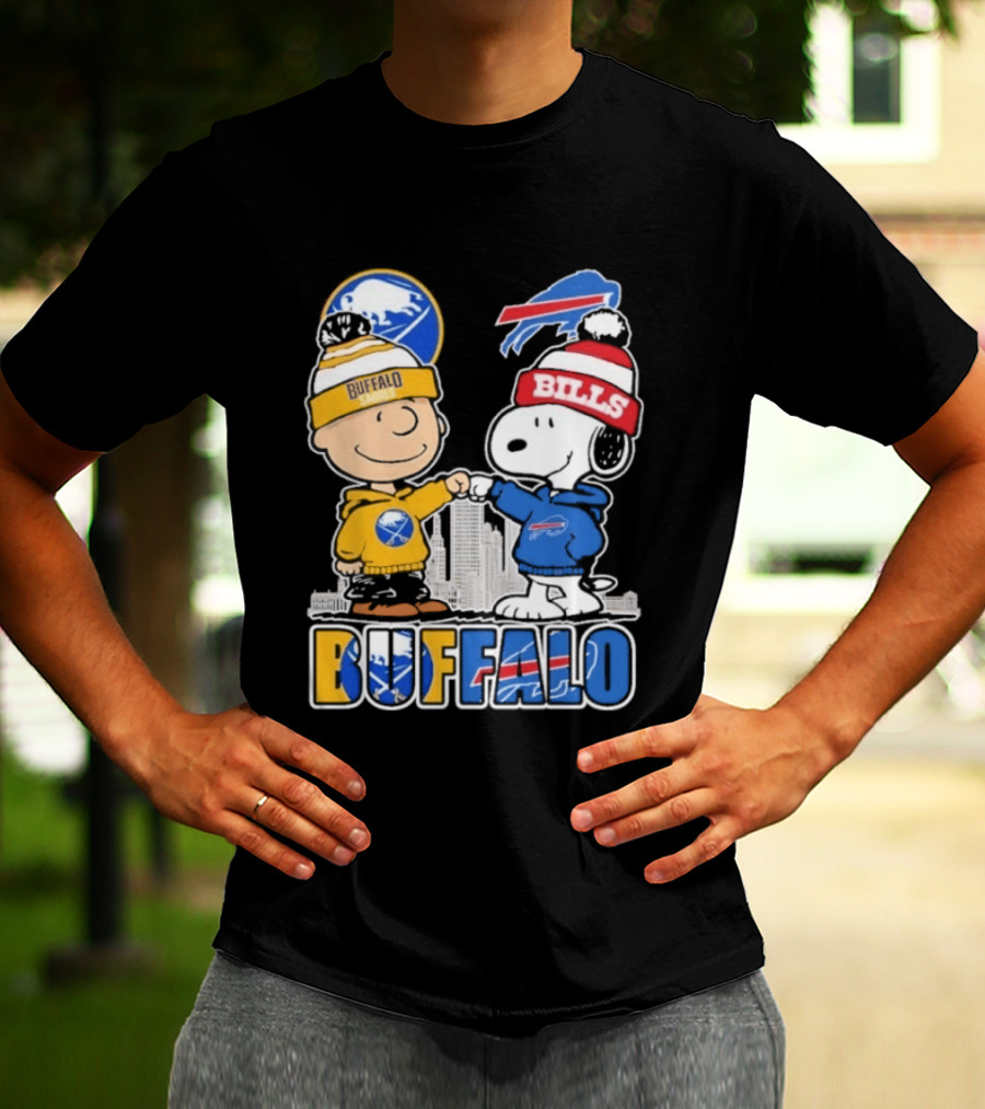 Buffalo Peanuts Fist Bump Sabres Bills Collaboration T-Shirt