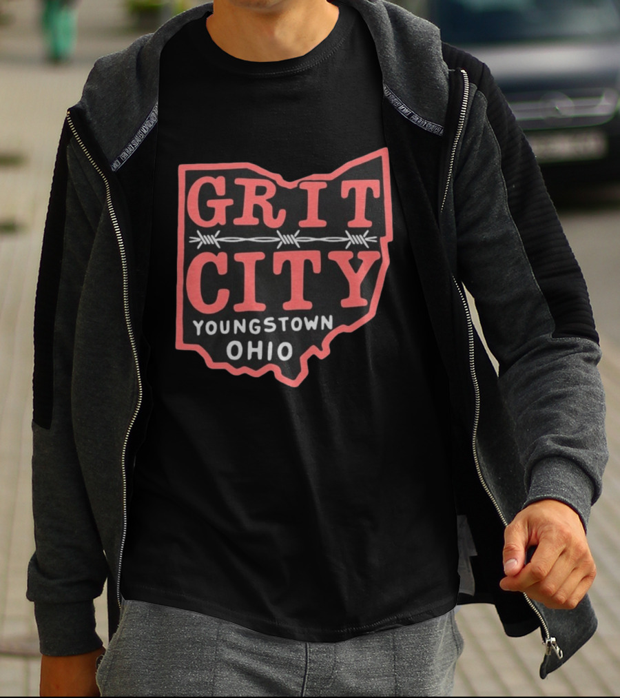 Grit City Youngstown Ohio Barbed Wire State T-Shirt