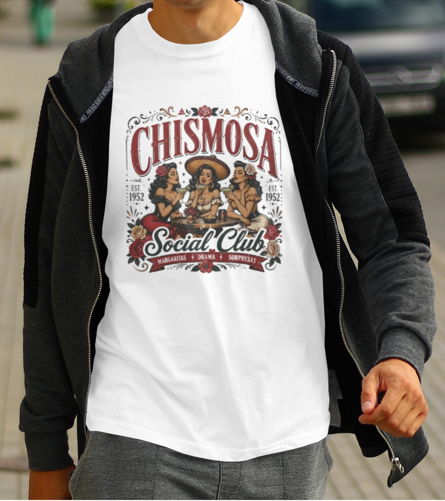 Chismosa Social Club Margaritas Drama Sorpresas Vintage Style 1952 Social Club T-Shirt
