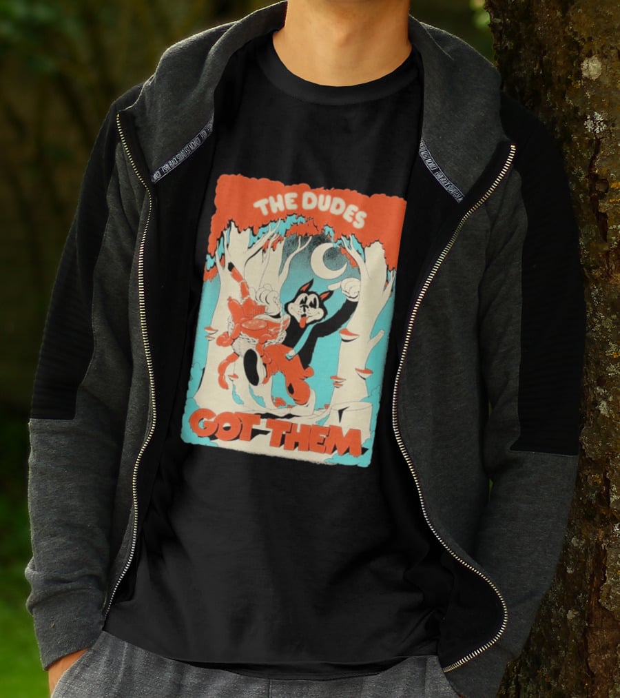 The Dudes Got Them Big Black Wolf In Forest Adventure T-Shirt