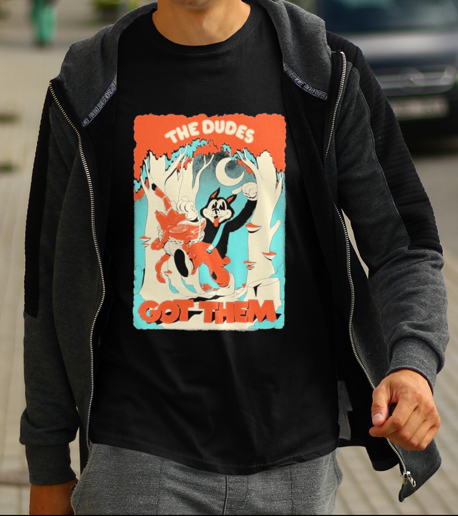 The Dudes Got Them Big Black Wolf In Forest Adventure T-Shirt