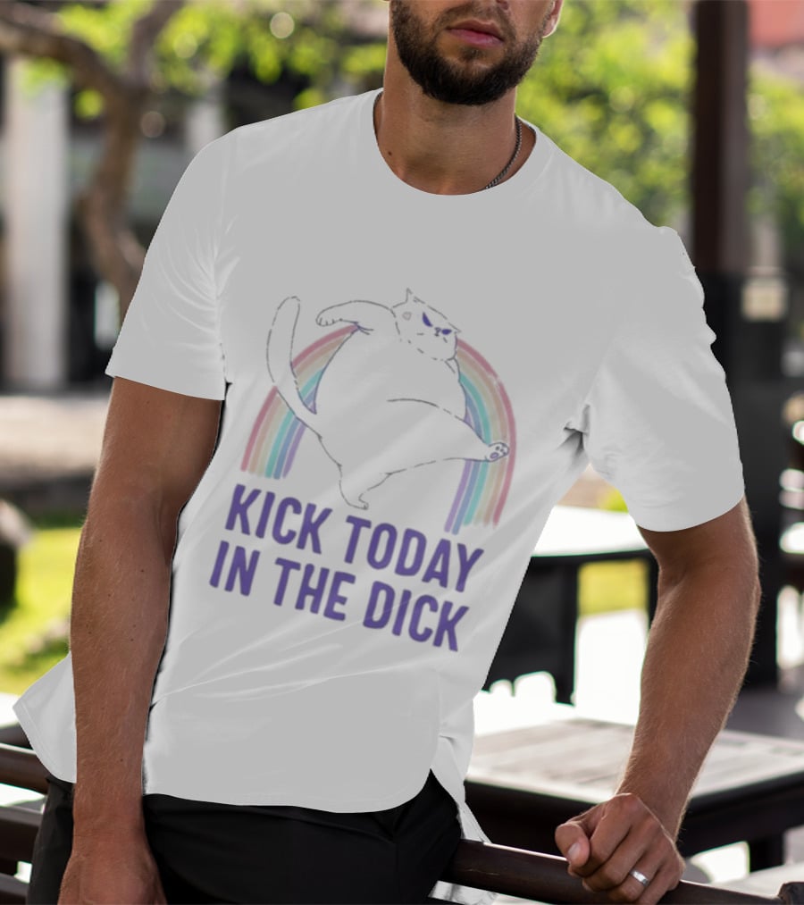 Kick Today In The Dick Rainbow Cat T-Shirt