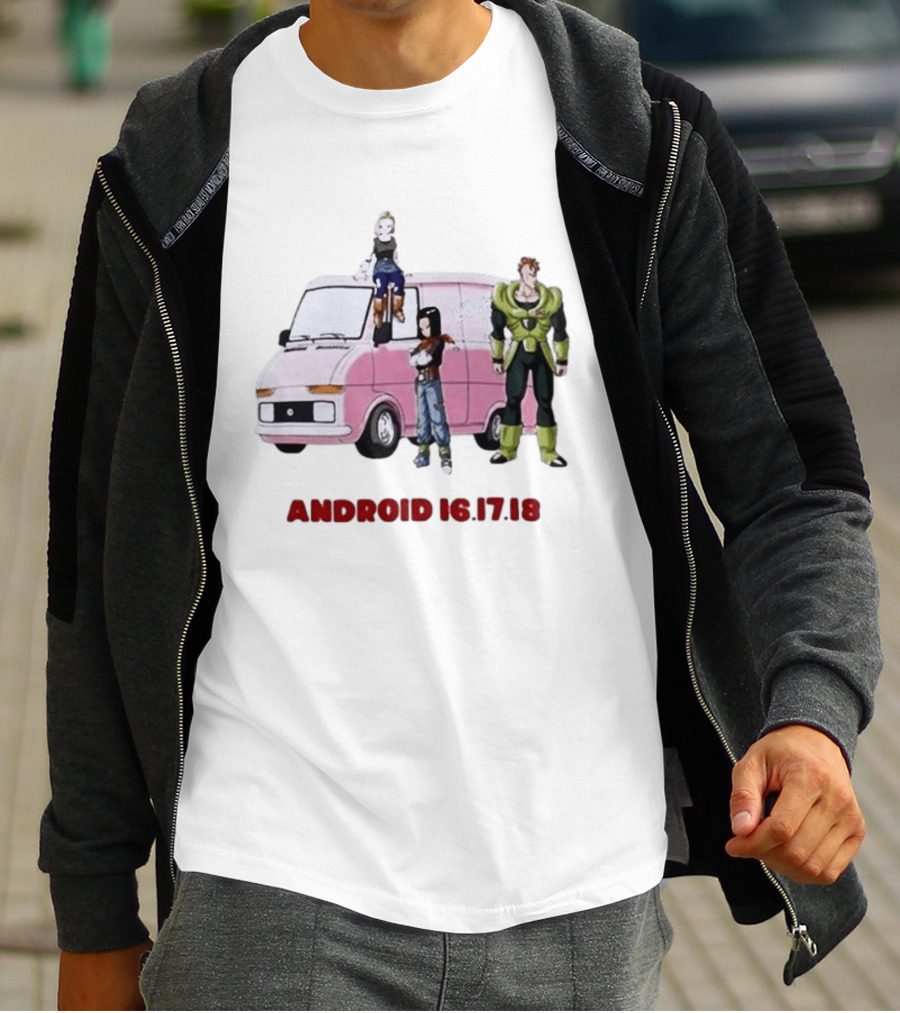 Dragon Ball Z Android 16 17 18 Pink Van Scene T-Shirt