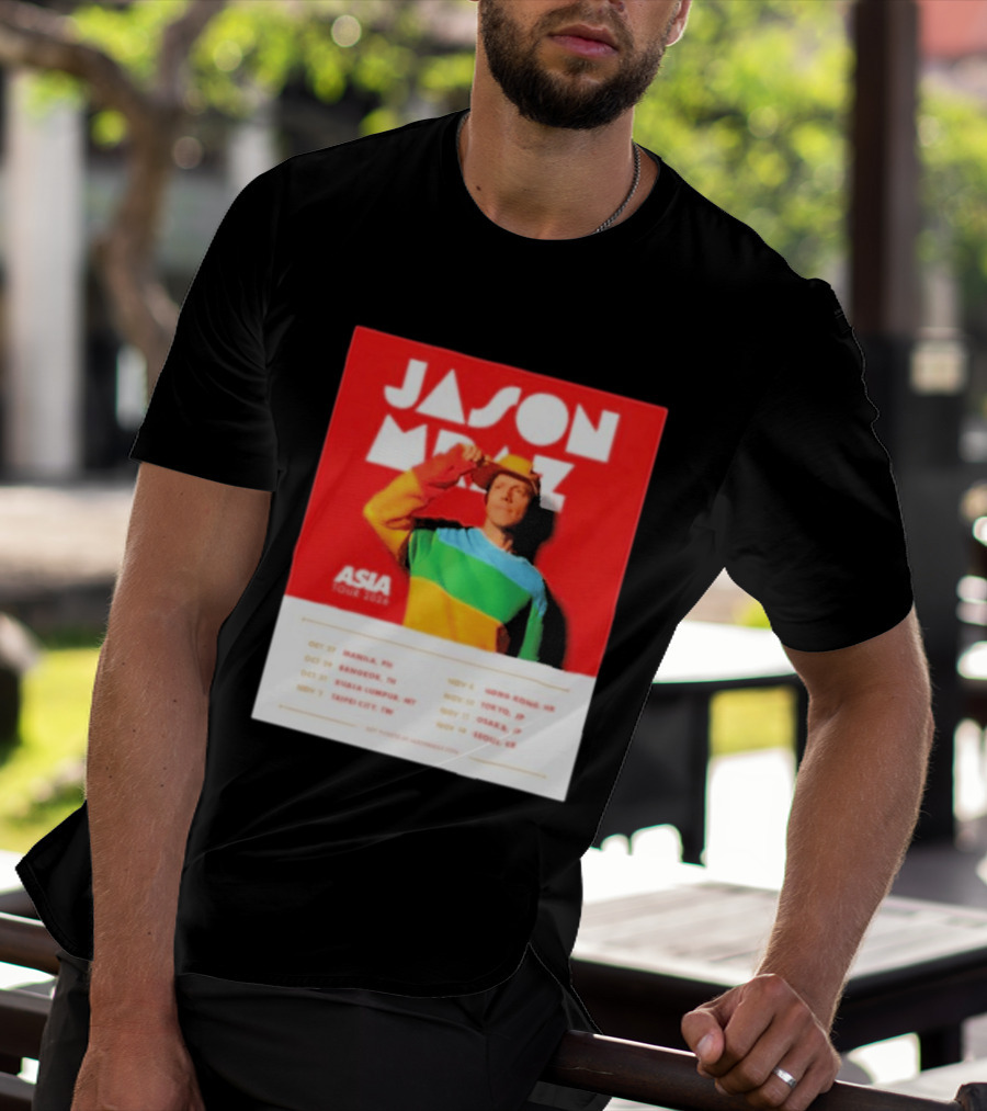 Jason Mraz Asia Tour Manila Bangkok Kuala Lumpur Taipei Hong Kong Tokyo Osaka Seoul 2026 T-Shirt