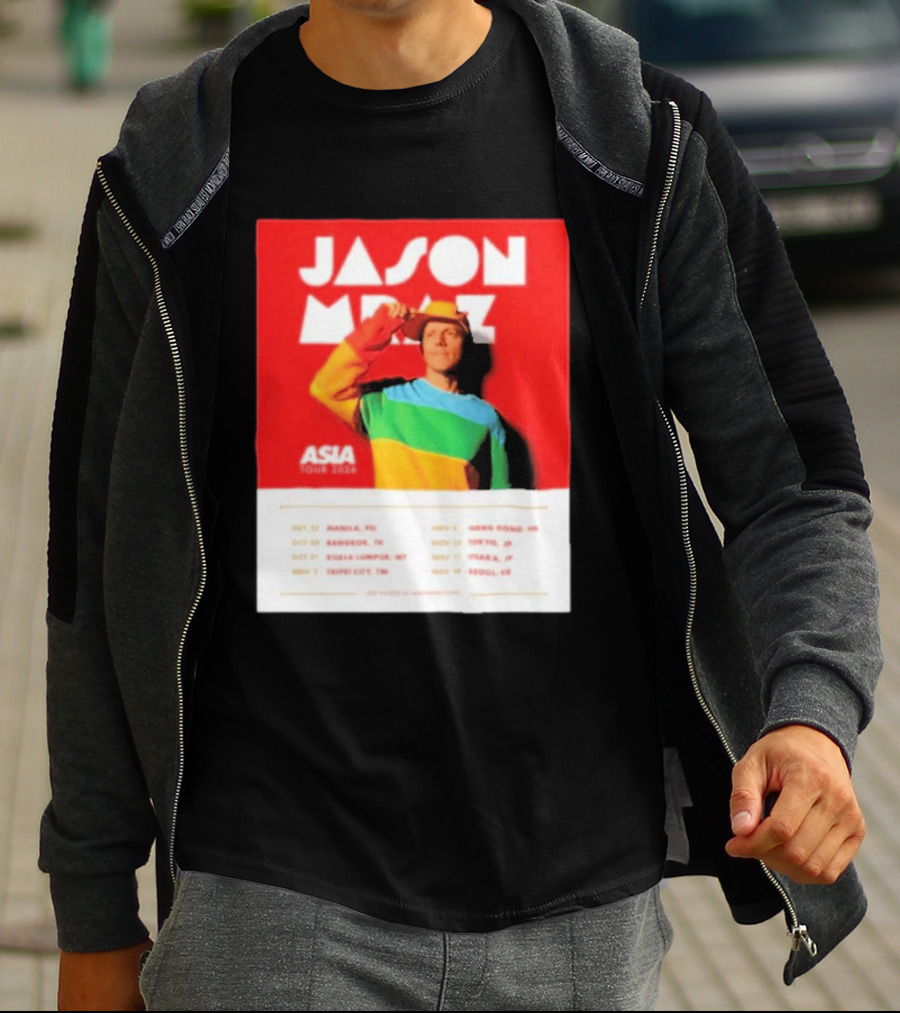 Jason Mraz Asia Tour Manila Bangkok Kuala Lumpur Taipei Hong Kong Tokyo Osaka Seoul 2026 T-Shirt