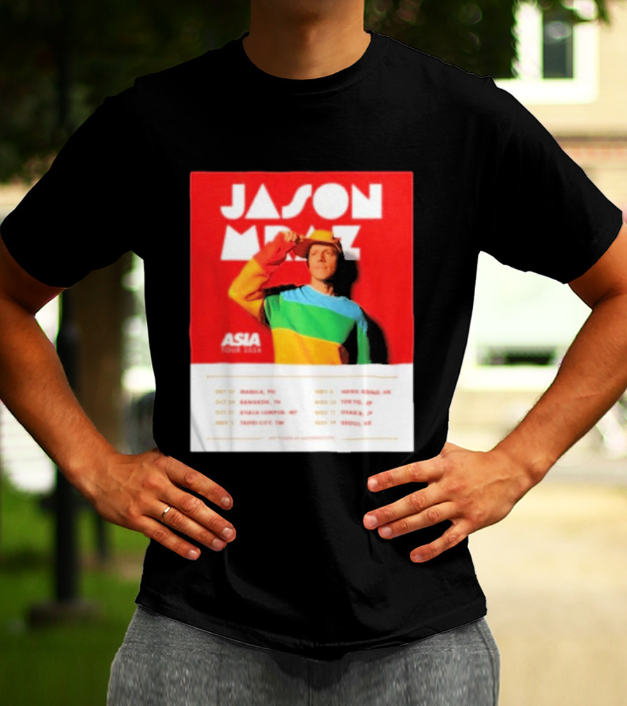 Jason Mraz Asia Tour Manila Bangkok Kuala Lumpur Taipei Hong Kong Tokyo Osaka Seoul 2026 T-Shirt