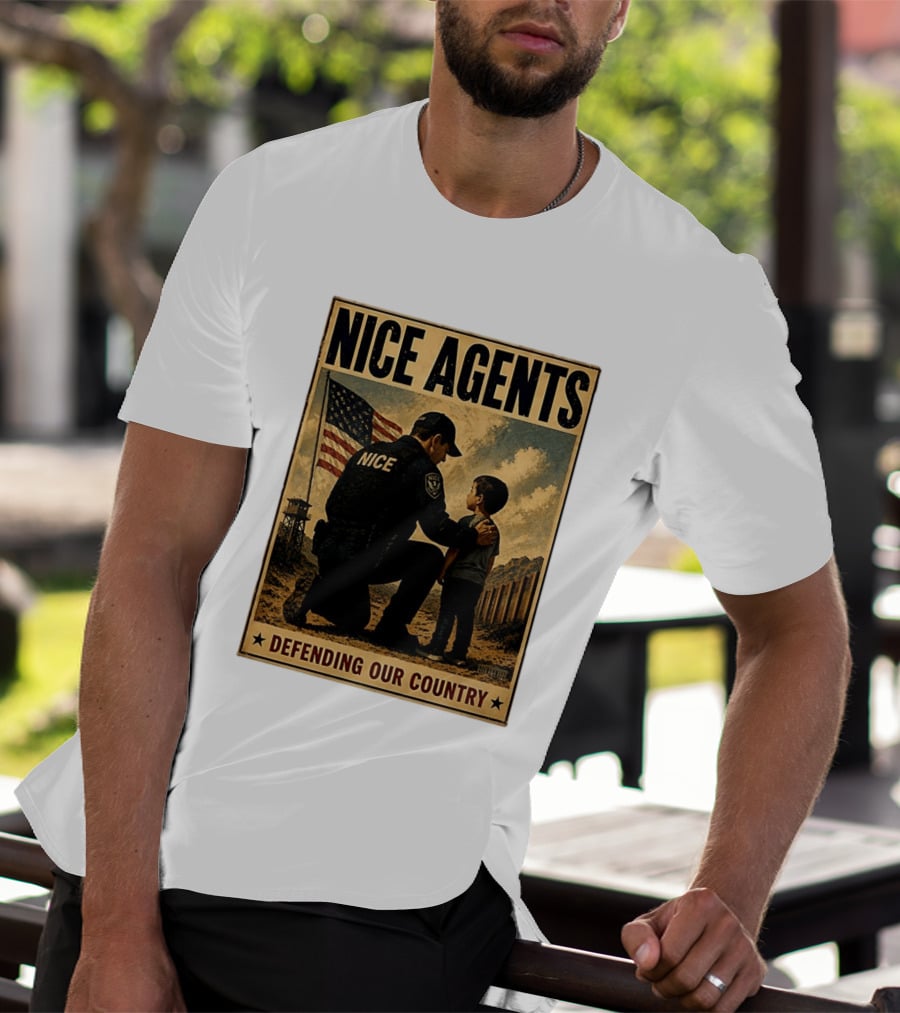 Nice Agents Defending Our Country Flag Patch Officer And Child T-Shirt