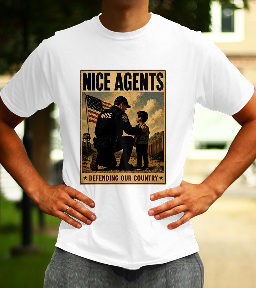 Nice Agents Defending Our Country Flag Patch Officer And Child T-Shirt