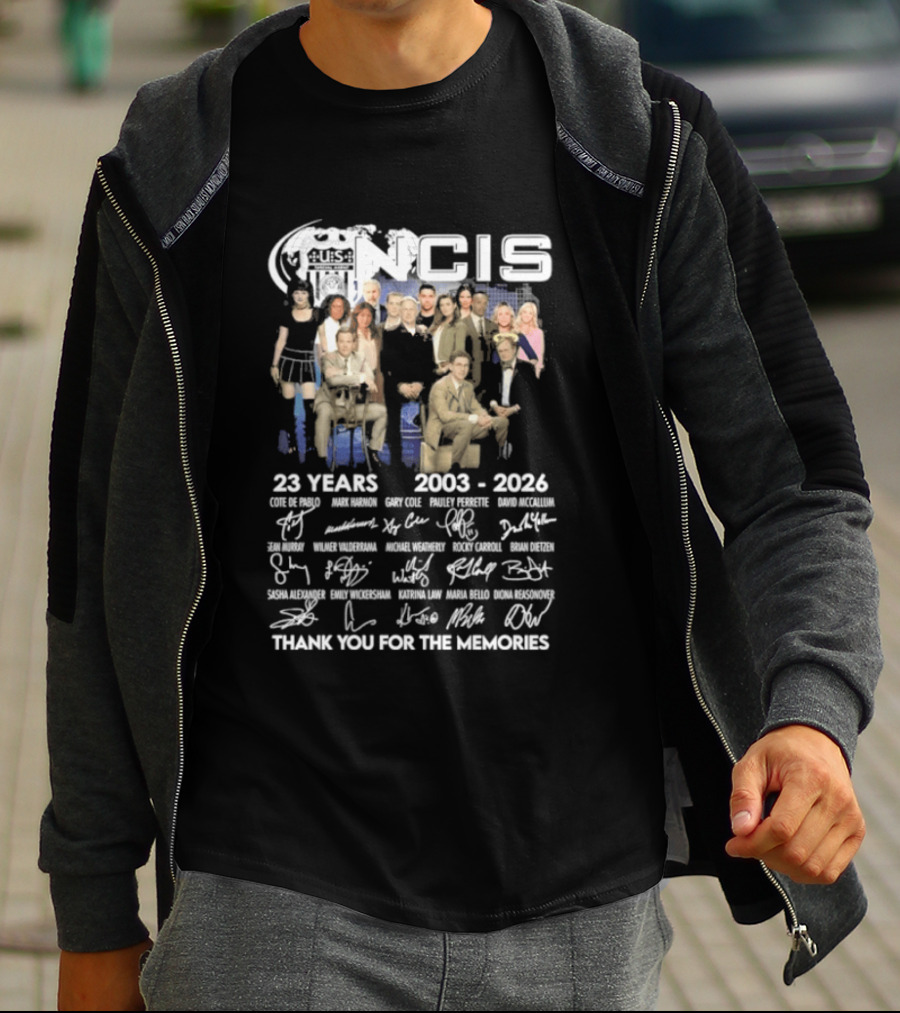 NCIS 23 Years 2003 2026 Cast Signatures Thank You For The Memories T-Shirt