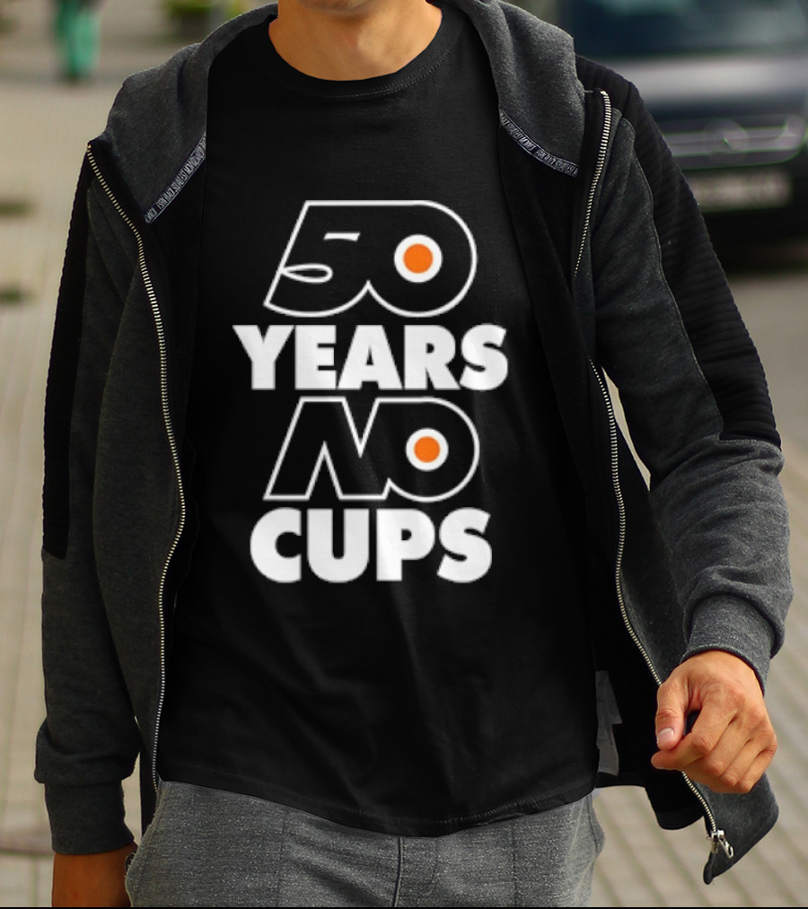 Philadelphia Flyers 50 Years No Cups Anniversary Satire T-Shirt