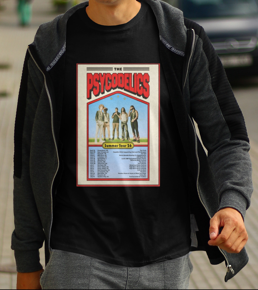 The Psycodelics Summer Tour 26 Concert Dates And Locations T-Shirt
