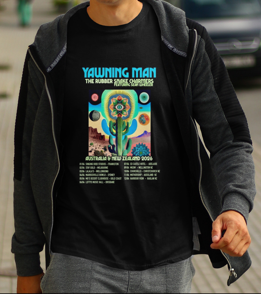 Yawning Man The Rubber Snake Charmers Featuring Sean Wheeler Australia & New Zealand 2026 Tour T-Shirt