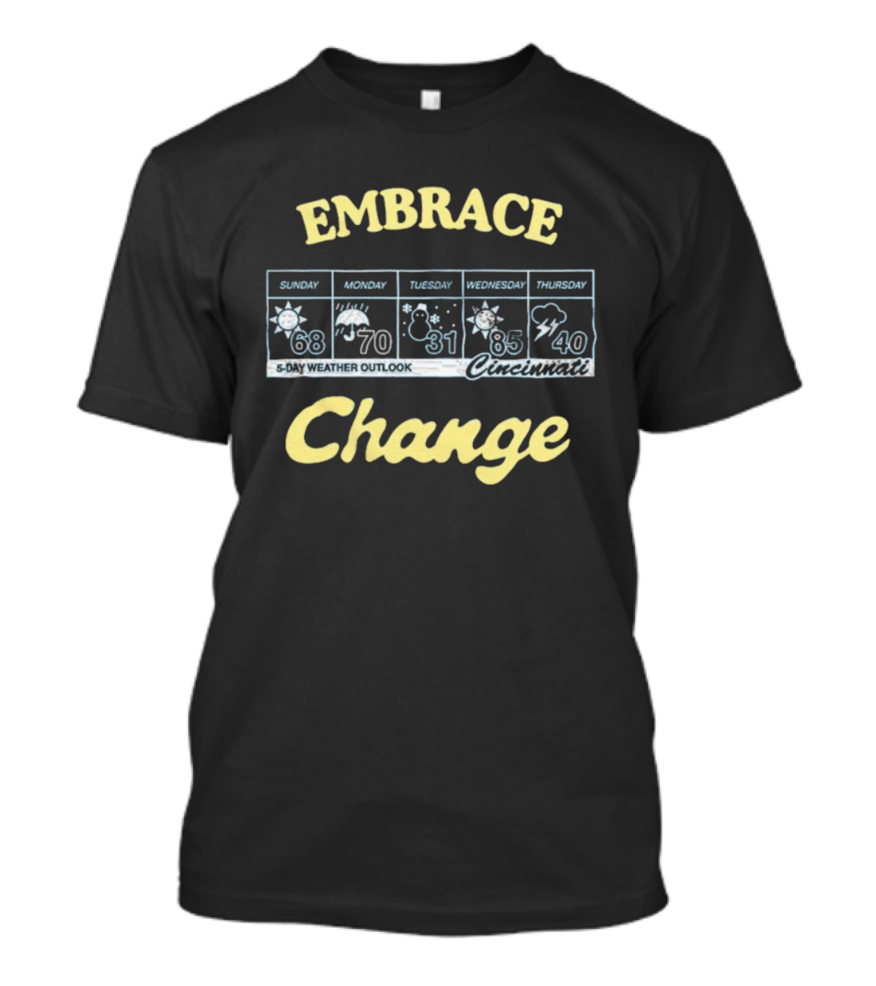 Cincinnati Embrace Change 5 Day Weather Outlook Forecast T-Shirt