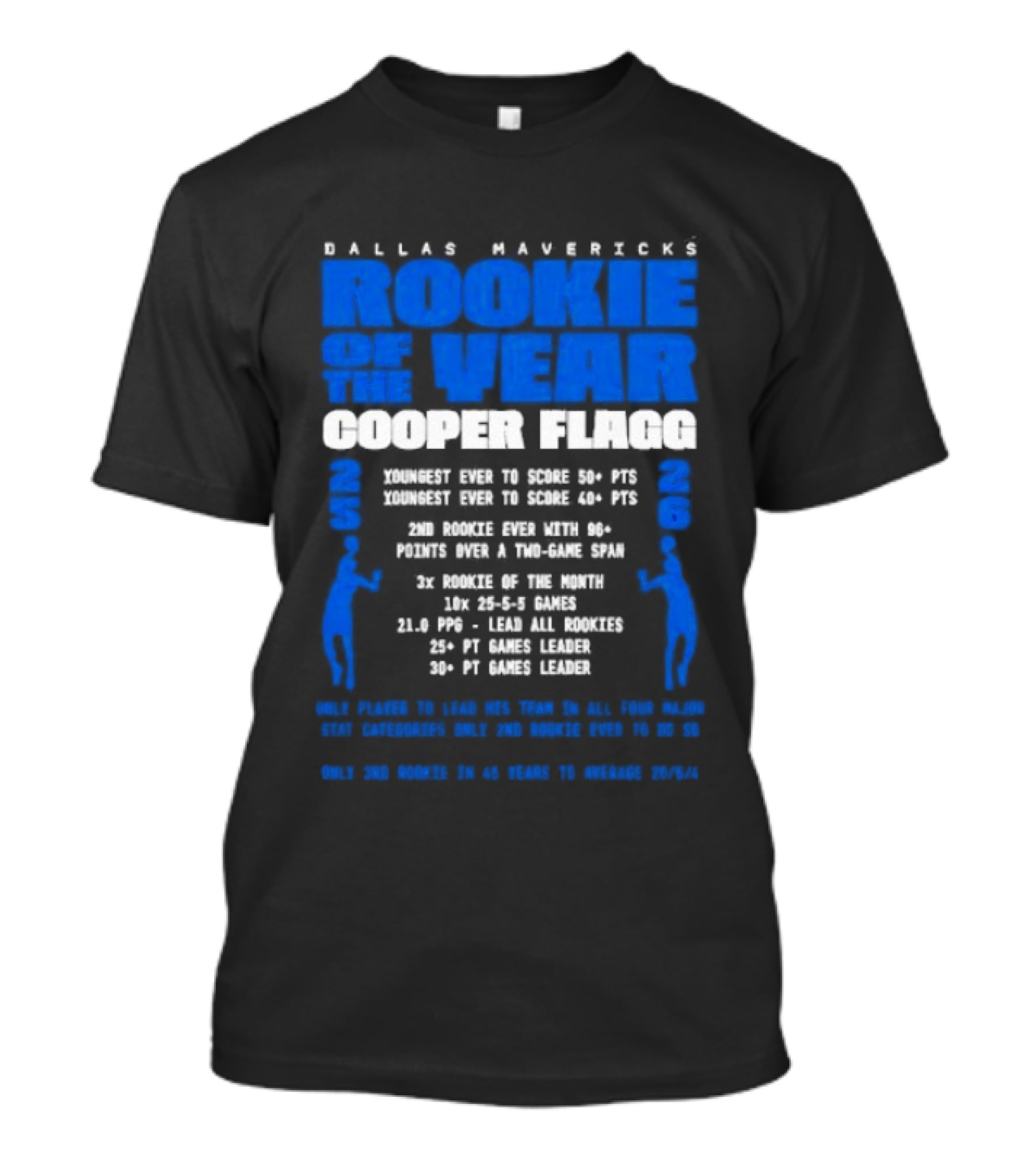 Dallas Mavericks Rookie Cooper Flagg Dominates With Record Points And Rebounds T-Shirt