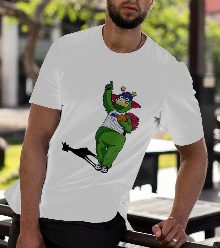 Orlando Magic Stuff Mascot In NBA Jersey Holding Basketball T-Shirt