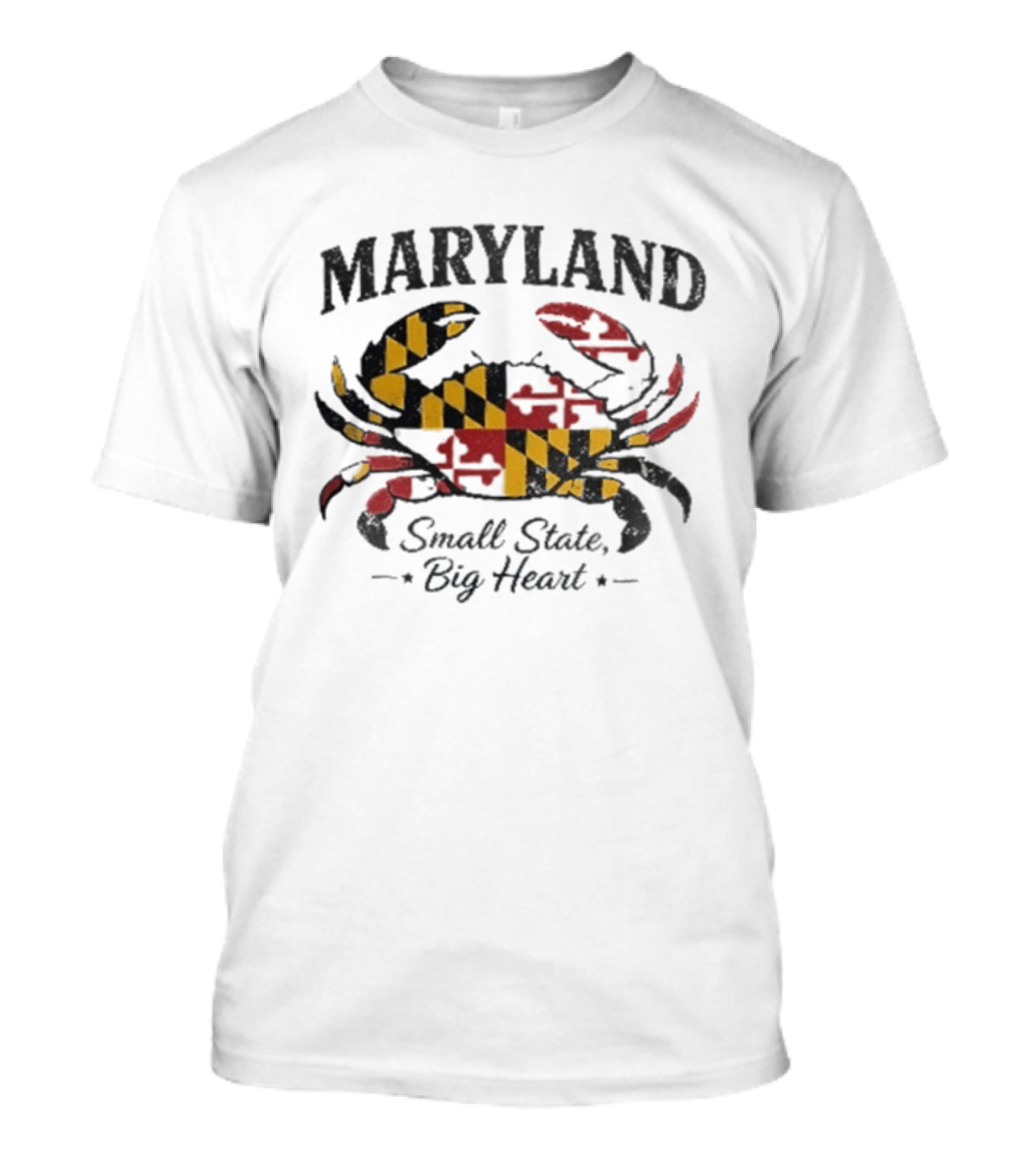 Maryland Crab Small State Big Heart Flag T-Shirt