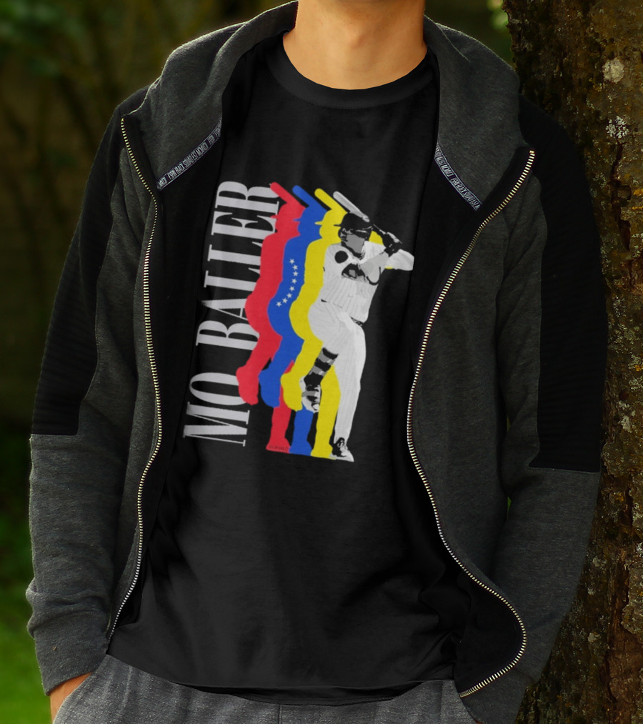 Mo Baller Venezuela Flag Baseball Batting Pose T-Shirt