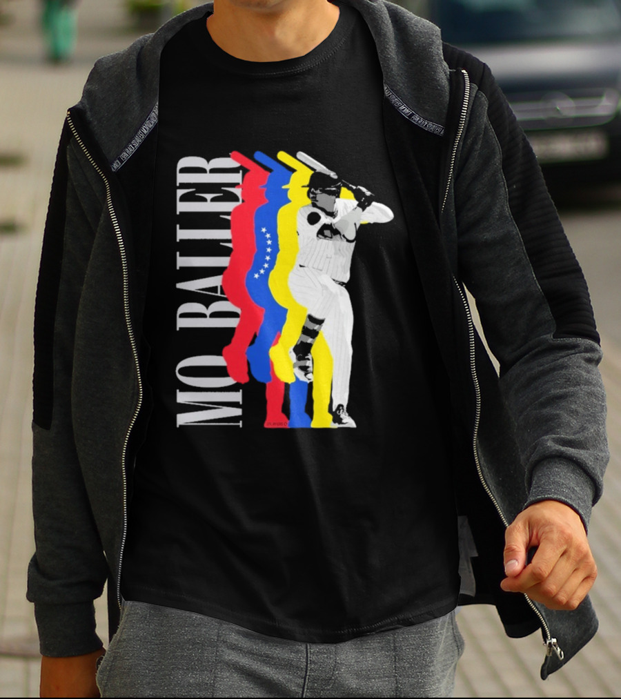 Mo Baller Venezuela Flag Baseball Batting Pose T-Shirt
