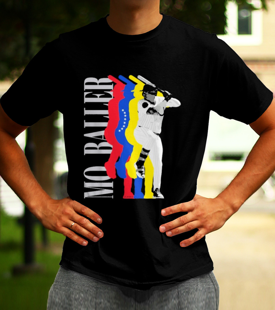 Mo Baller Venezuela Flag Baseball Batting Pose T-Shirt