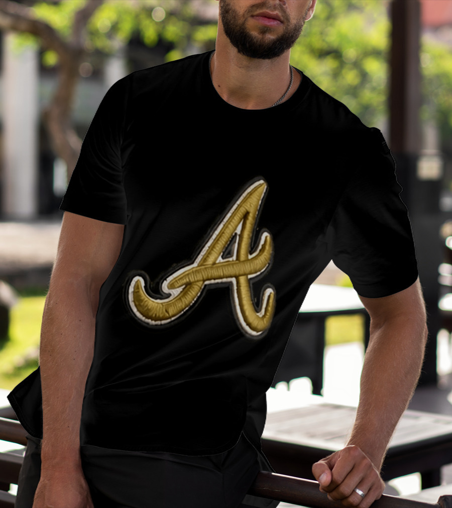 Atlanta Braves Armed Forces 2026 Hat Gold Embroidered A T-Shirt