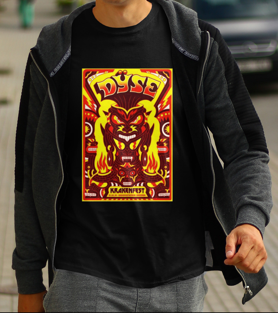 Dyse Krakenfest 01.05.26 Groovestation Dresden Bold Psychedelic Demon T-Shirt