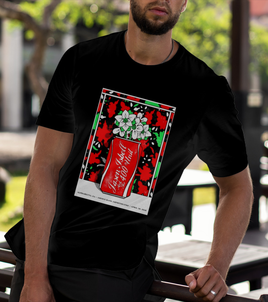 Jason Isbell And The 400 Unit Alpharetta GA Ameris Bank Amphitheatre April 28 2026 Floral Can T-Shirt