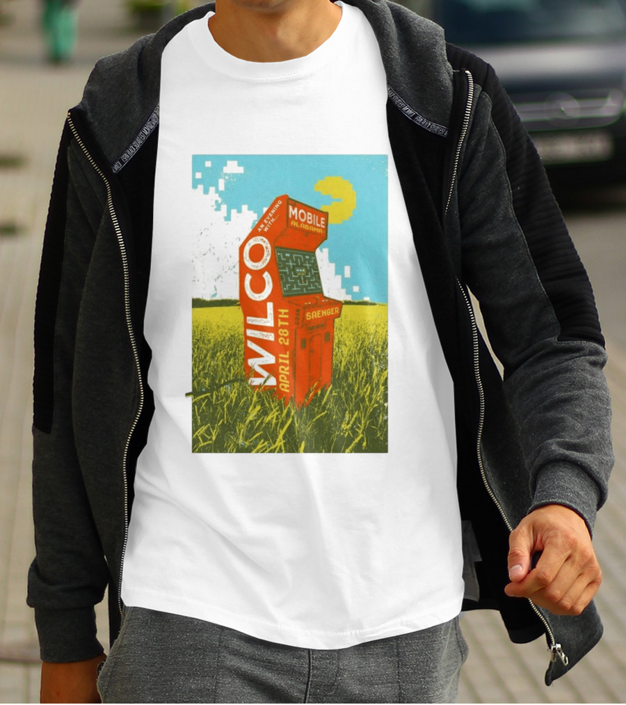 Wilco Saenger Mobile Alabama April 28th Arcade Retro Concert T-Shirt