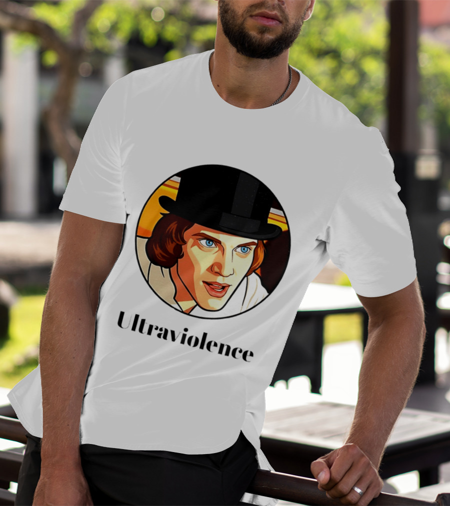 Alex DeLarge Ultraviolence Portrait Work Orange T-Shirt
