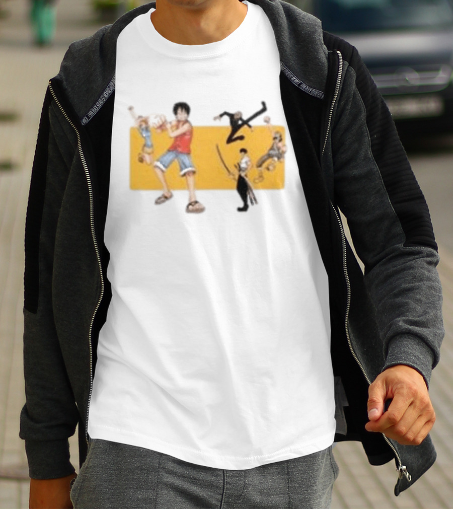 One Piece Classic Anime Characters In Action Pose T-Shirt