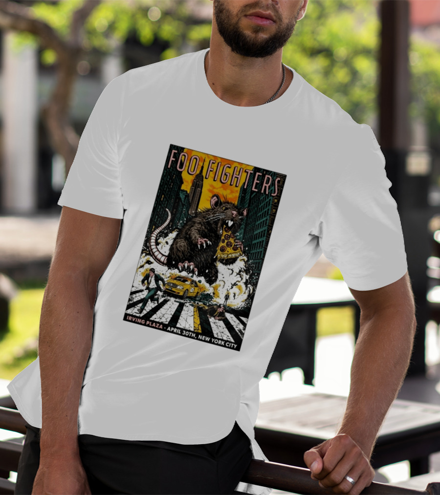 Foo Fighters NYC Irving Plaza April 30 2026 Giant Pizza Rat T-Shirt