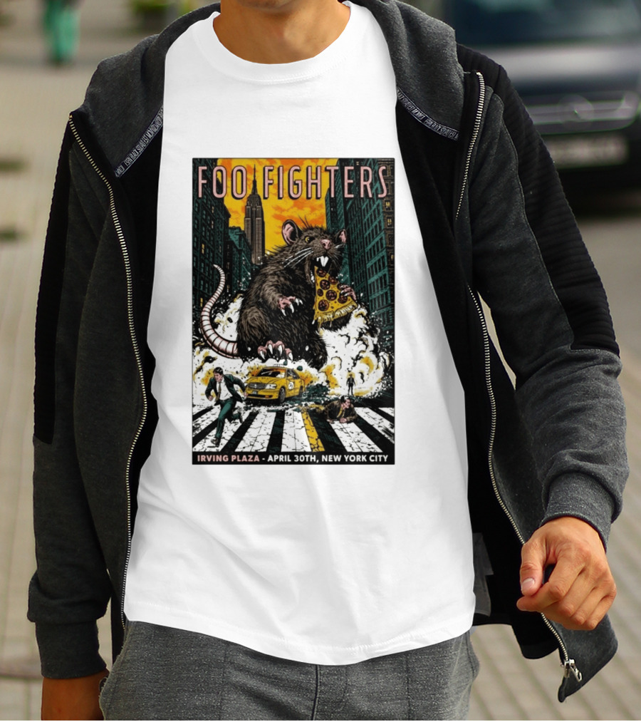 Foo Fighters NYC Irving Plaza April 30 2026 Giant Pizza Rat T-Shirt