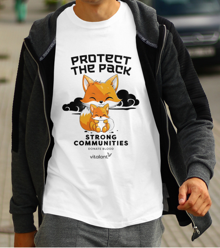 Protect The Pack Strong Communities Donate Blood Vitalant Fox Family T-Shirt