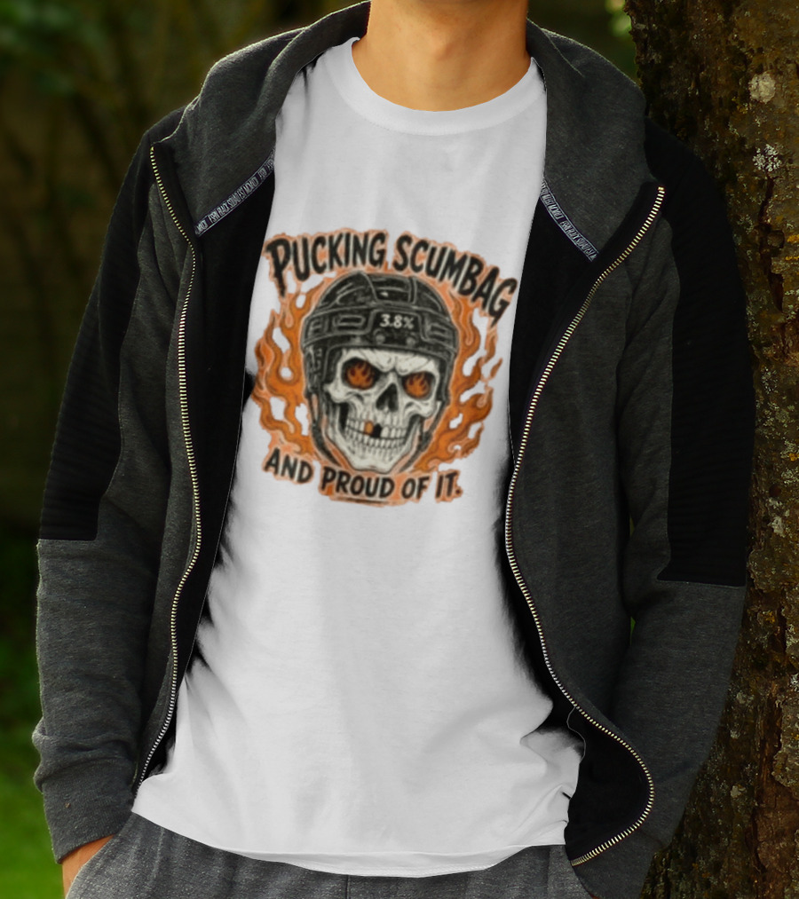 Pucking Scumbag Skull Helmet Flames Proud 38% T-Shirt