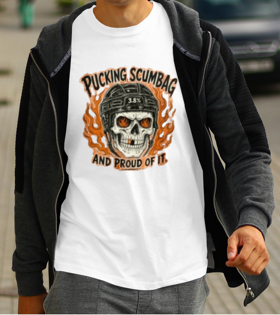 Pucking Scumbag Skull Helmet Flames Proud 38% T-Shirt