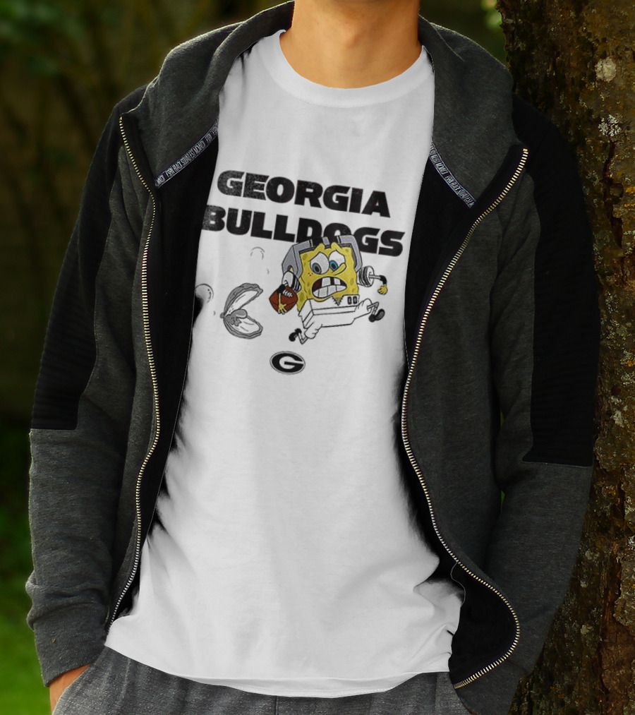 Georgia Bulldogs SquarePants Running October Baseball Fly The W T-Shirt