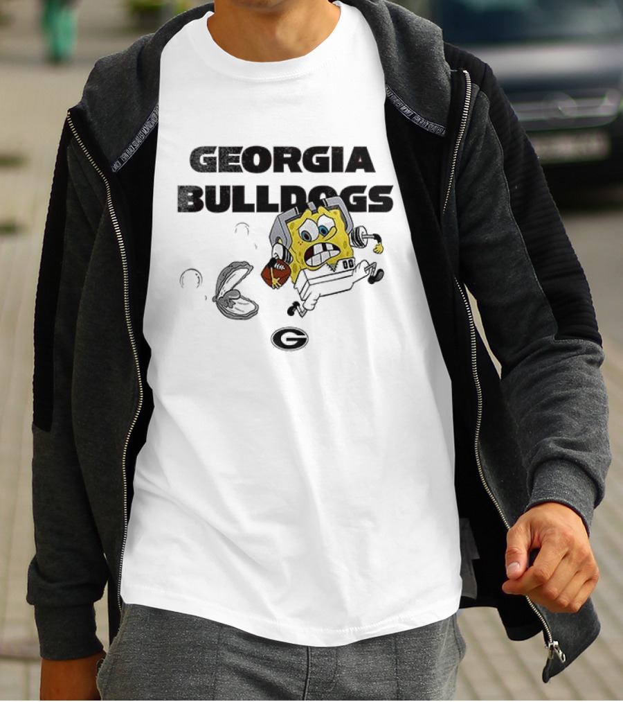 Georgia Bulldogs SquarePants Running October Baseball Fly The W T-Shirt