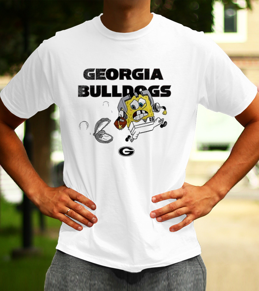 Georgia Bulldogs SquarePants Running October Baseball Fly The W T-Shirt