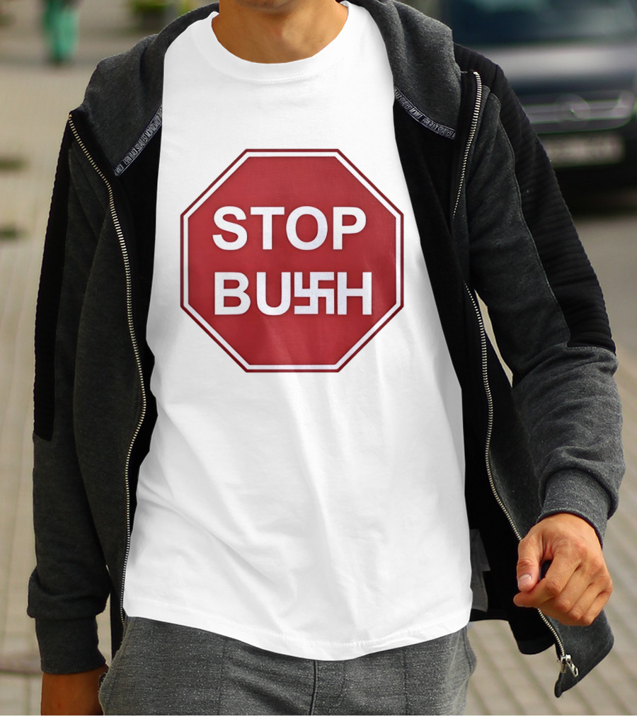 STOP BUSH Swastika Sign Octagon T-Shirt