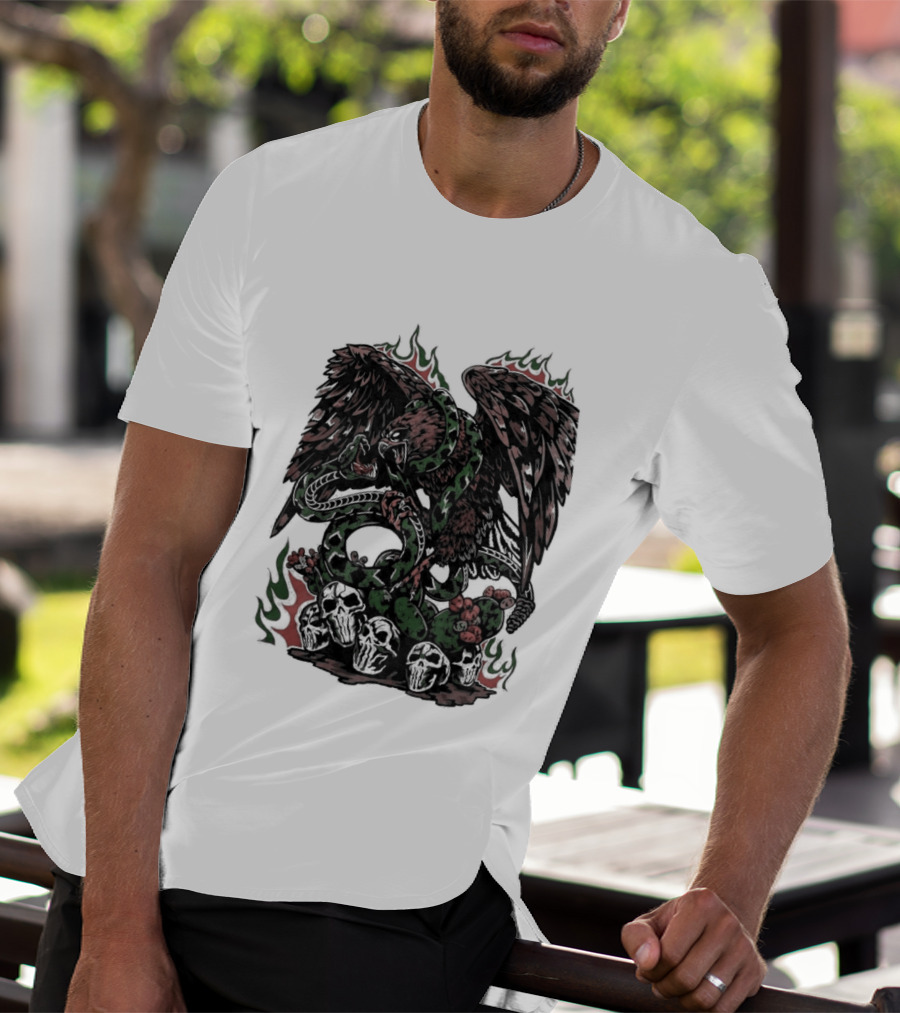 Warren Lotas Mexico Eagle Snake Cactus Flames T-Shirt