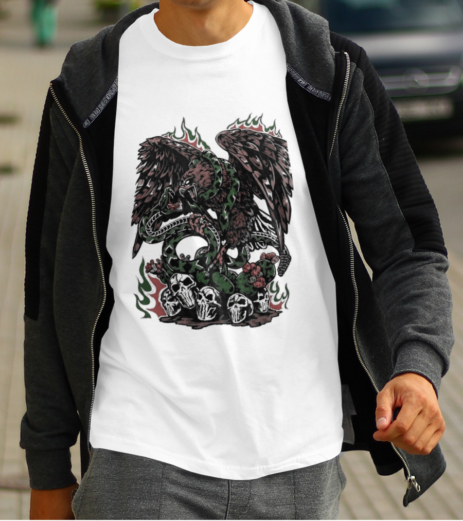 Warren Lotas Mexico Eagle Snake Cactus Flames T-Shirt