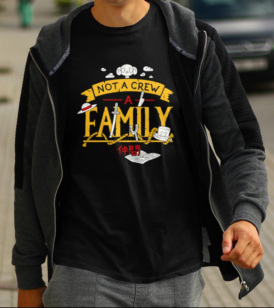 One Piece Not A Crew A Family Straw Hat Japanese Characters T-Shirt