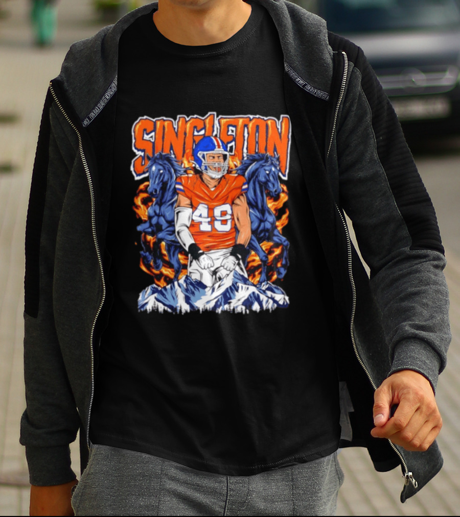 Alex Singleton Denver Broncos Dark Horse 48 Rocky Mountains T-Shirt