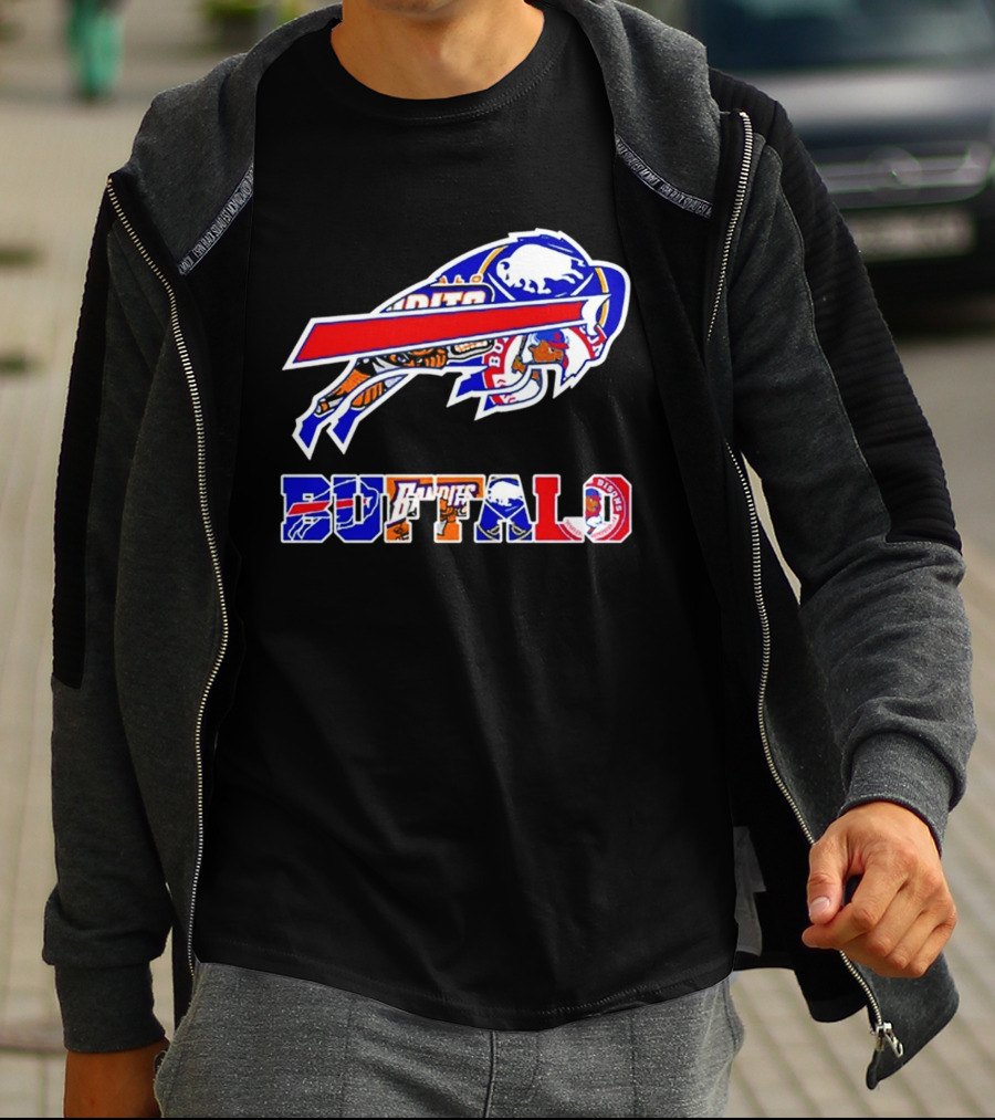 Buffalo Bills Sabres Braves Bandits Bisons Sports Teams Mashup T-Shirt