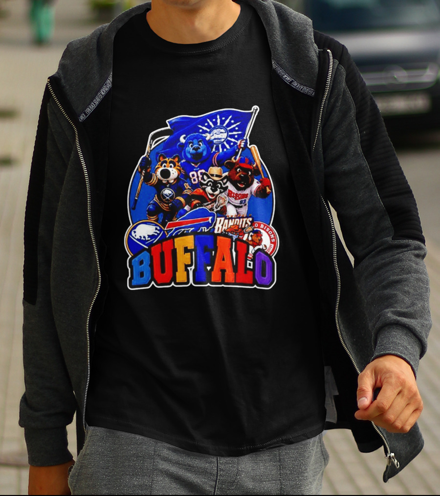 Buffalo Sabres Bills Bandits Bisons Mascot Squad T-Shirt