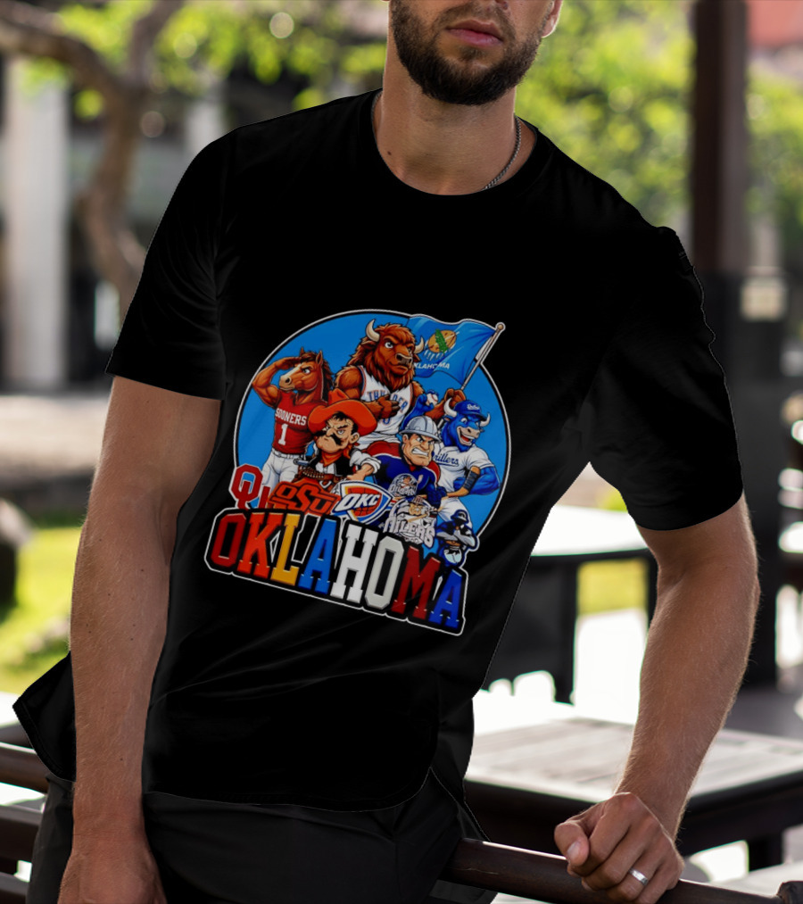 Oklahoma Sooners OSU OKC Thunder Drillers Oilers Mascots Collection T-Shirt