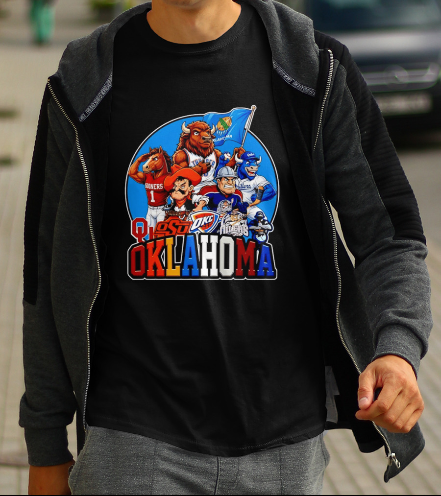 Oklahoma Sooners OSU OKC Thunder Drillers Oilers Mascots Collection T-Shirt