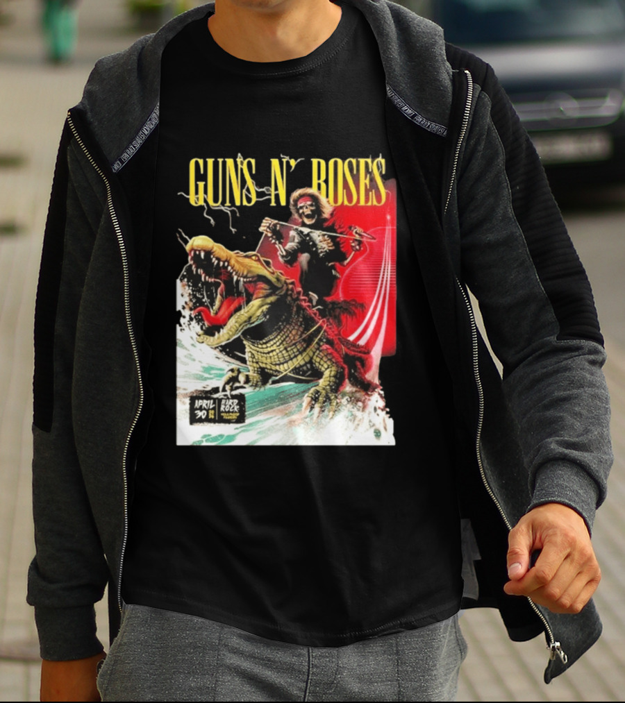 Guns N' Roses F1 Miami Grand Prix Florida 2026 Skeleton Rides Crocodile Hard Rock Live April 30 T-Shirt