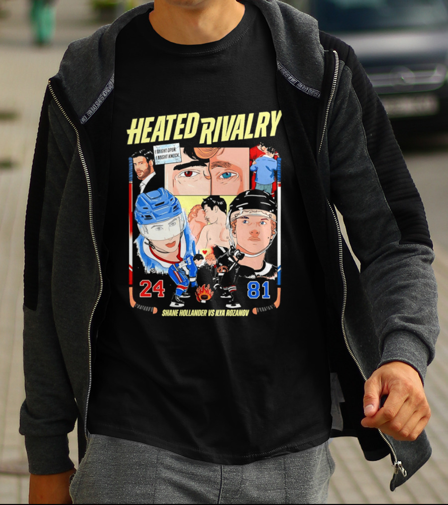 Heated Rivalry Ilya Rozanov 81 Vs Shane Hollander 24 Hockey Battle T-Shirt